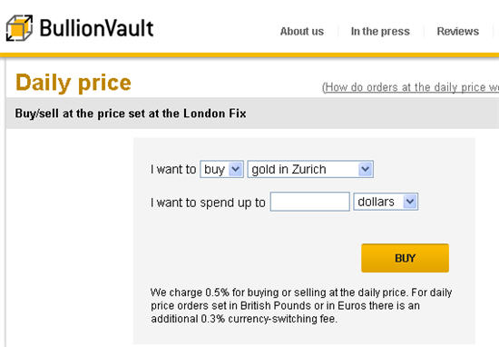 bullionvault london fix price buying of gold and silver